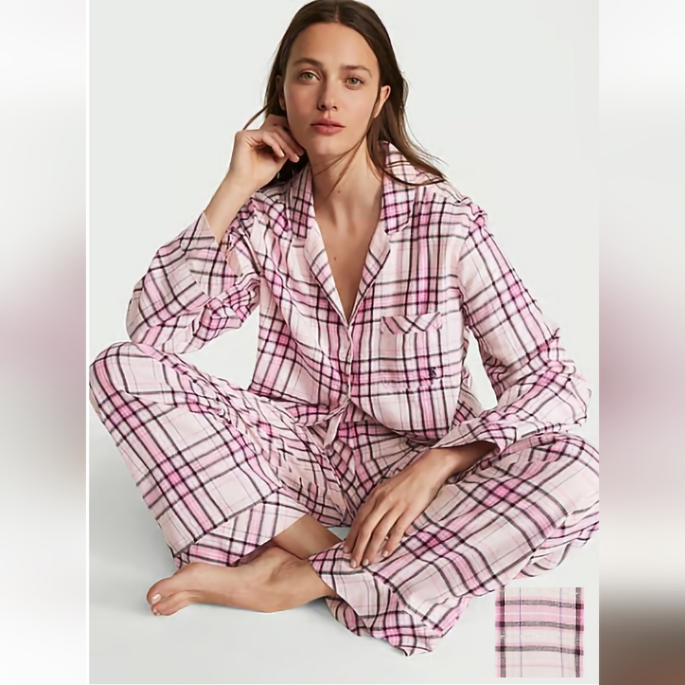 💕🩷 VICTORIA'S SECRET Pink Plaid Pajama Set 🩷💕